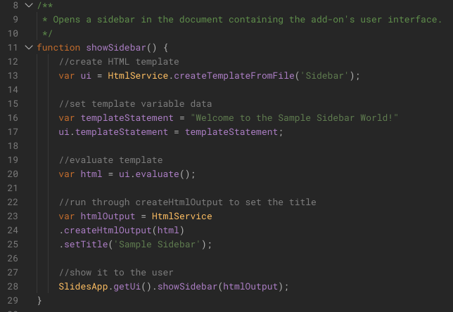 Screenshot of AppsScript Code